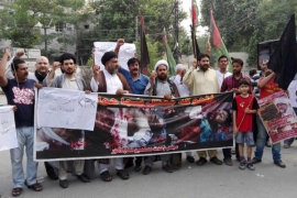 شاہدشیرازی ایڈووکیٹ کے بہیمانہ قتل کے خلاف ایم ڈبلیوایم کا لاہور پریس کلب پراحتجاج