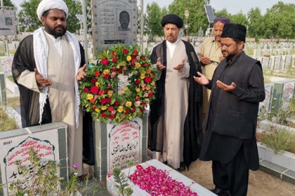 شہید ناموس رسالت ؐ علی رضا تقویؒ کی 8ویں برسی، علامہ باقرزیدی کی وفدکے ہمراہ مرقدپر فاتحہ خوانی