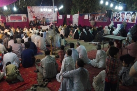 لاہور پریس کلب پر آٹھ روزسے جاری ایم ڈبلیوایم کے  بھوک ہڑتالی کیمپ میں دعائیہ اجتماع کا انعقاد