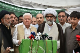 قومی وطن پارٹی کے سربراہ آفتاب احمد خان شیرپاؤکی بھوک ہڑتال کیمپ میں علامہ راجہ ناصرعباس سے ملاقات، مطالبات کی حمایت