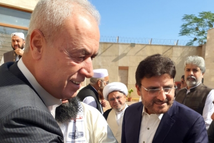 ایم ڈبلیوایم کے مرکزی جنرل سیکریٹری ناصرشیرازی کی شیعہ سنی علماءومشائخ کےہمراہ فلسطینی سفیر سے ملاقات