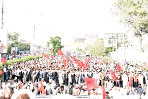 کراچی، ایم ڈبلیو ایم کے تحت لبیک یاحسین مارچ کا آغاز، شرکاء وزیراعلیٰ ہاؤس کی جانب گامزن