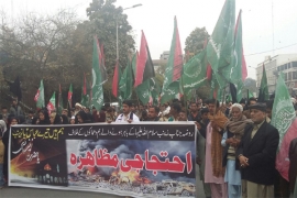 روضہ جناب زینب (س)پر داعشی حملے کیخلاف ایم ڈبلیوایم ،آئی ایس او اور آئی اوکا لاہور پریس کلب پر احتجاج